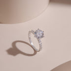 ELVORIA 7mm Moissanite Ring GRA – Platinum Plated 925 Sterling Silver