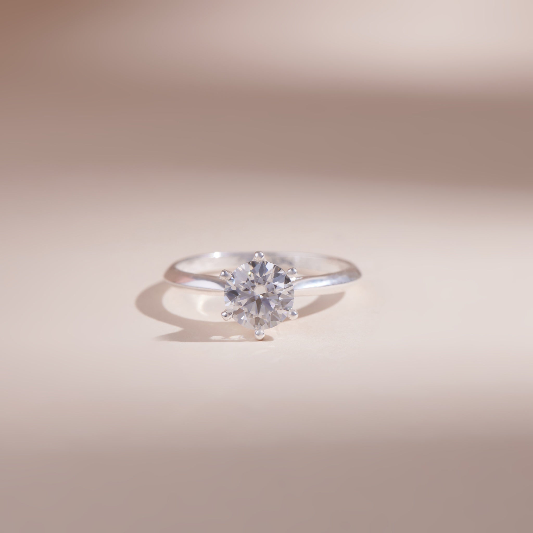 ELVORIA 7mm Moissanite Engagement Ring GRA – Platinum Plated 925 Sterling Silver