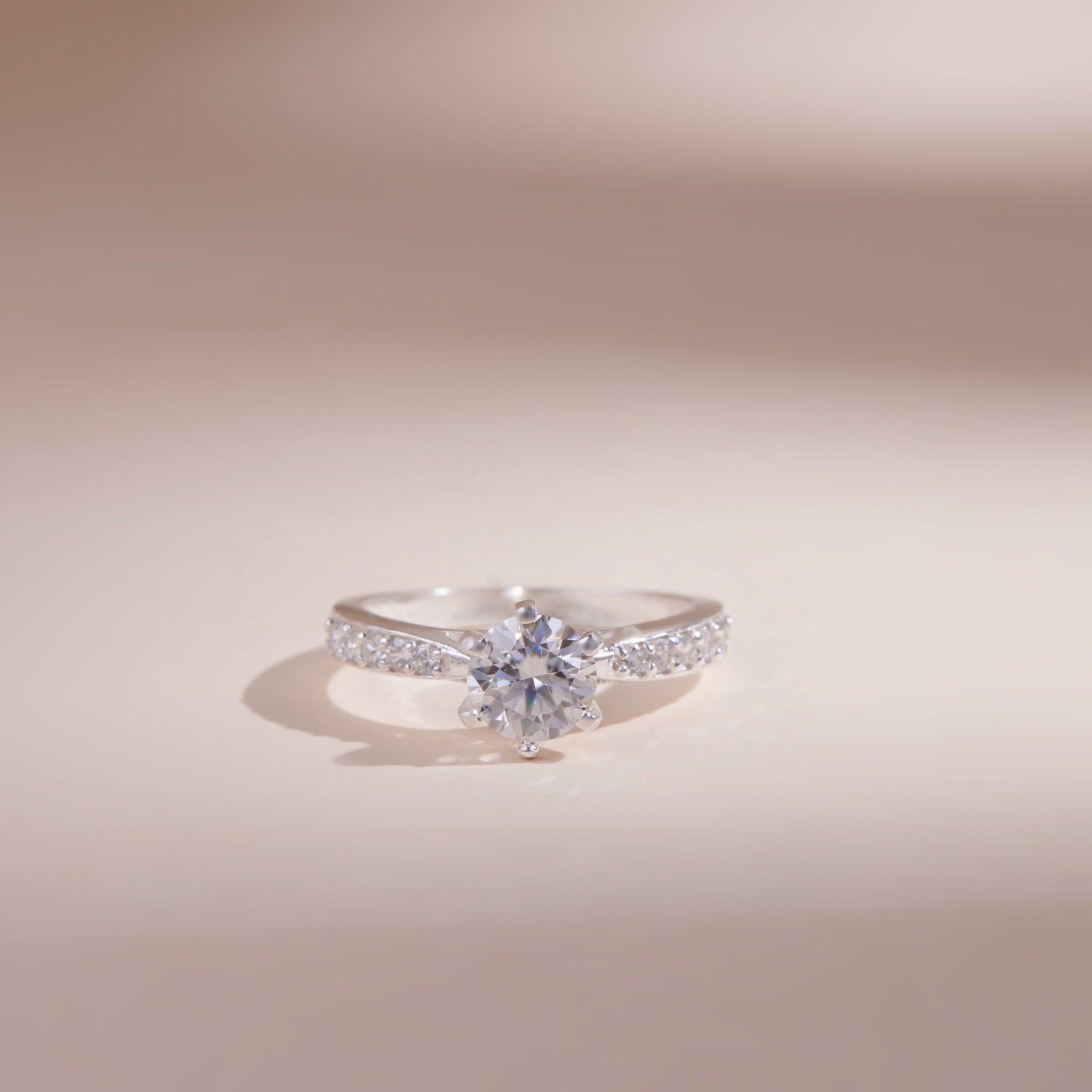 ELVORIA 6mm Moissanite Engagement Ring GRA ELVDA24 – 925 Sterling Silver