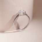 ELVORIA 6.5mm Moissanite Ring GRA ELVDA93 – Platinum Plated 925 Sterling Silver (Adjustable)