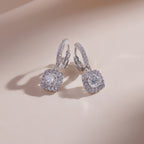 ELVORIA Square Moissanite Stud Earrings 5mm – Platinum Plated 925 Sterling Silver (GRA Certified)