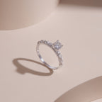 ELVORIA 5mm Moissanite Ring GRA ELVDA59 – Platinum Plated 925 Sterling Silver