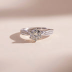 ELVORIA 6.5mm Moissanite Ring GRA ELVDA85 – Platinum Plated 925 Sterling Silver