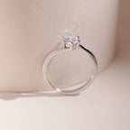 ELVORIA 5.5mm Moissanite Ring GRA ELVDA92 – Platinum Plated 925 Sterling Silver (Adjustable)