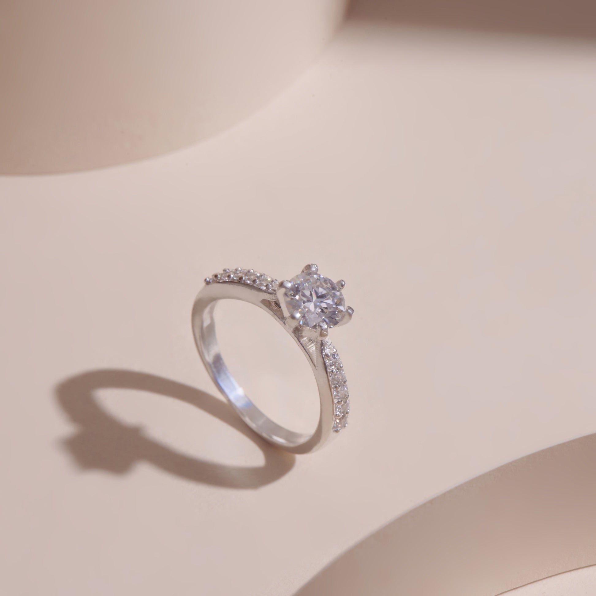 ELVORIA 6mm Moissanite Engagement Ring GRA ELVDA24 – 925 Sterling Silver