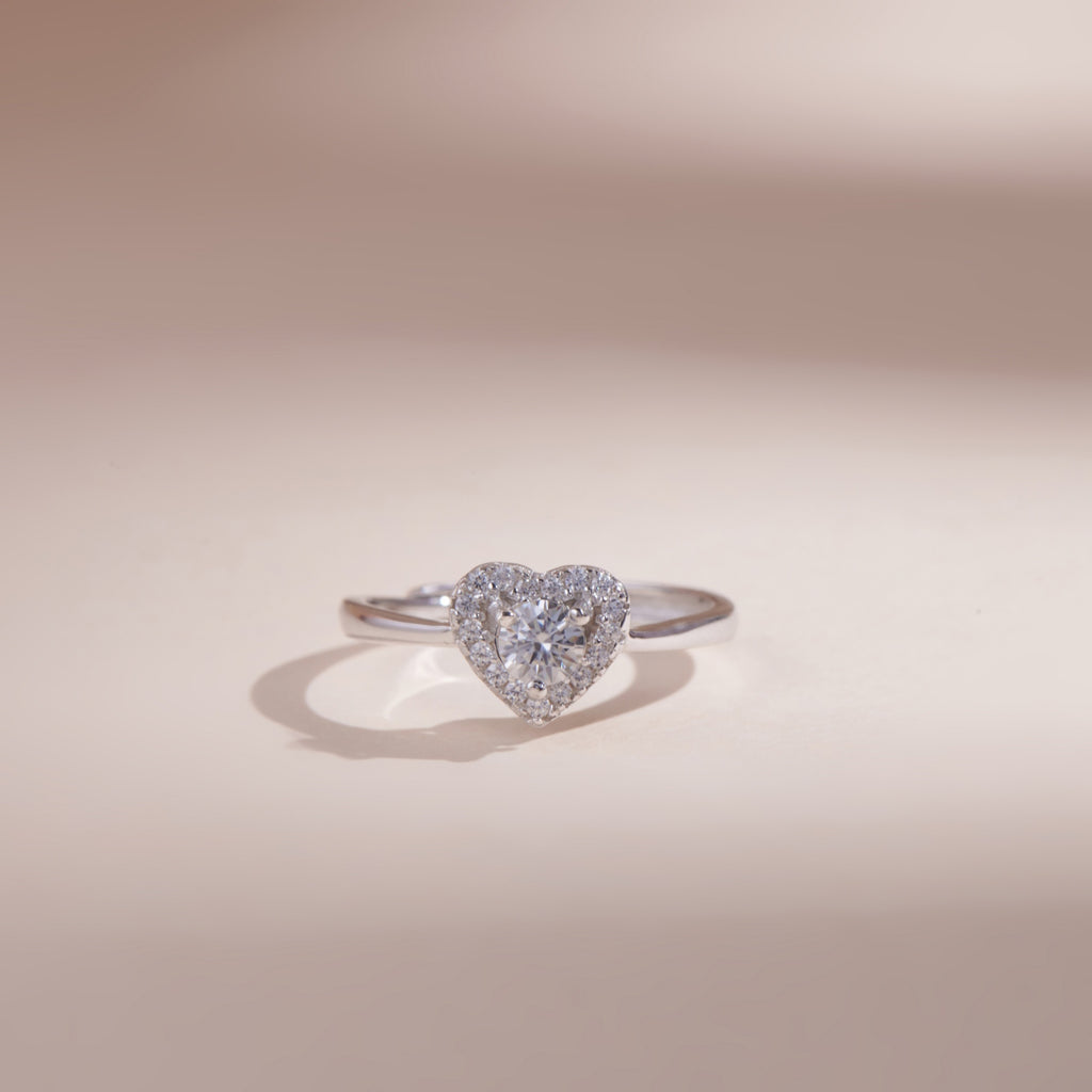 ELVORIA 4mm Moissanite Ring GRA ELVDA94 – Platinum Plated 925 Sterling Silver (Adjustable)