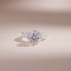 ELVORIA 7mm Moissanite Ring GRA ELVDA11 – Platinum Plated 925 Sterling Silver