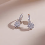 ELVORIA Sunflower Moissanite Earrings 5mm – Platinum Plated 925 Sterling Silver (GRA Certified)