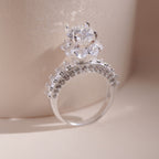 ELVORIA 7mm Moissanite Ring GRA ELVDA11 – Platinum Plated 925 Sterling Silver