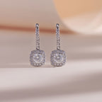 ELVORIA Square Moissanite Stud Earrings 5mm – Platinum Plated 925 Sterling Silver (GRA Certified)