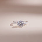 ELVORIA 7mm Moissanite Ring GRA – Platinum Plated 925 Sterling Silver