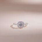 ELVORIA 5mm Square Moissanite Ring GRA ELVDA13 – Platinum Plated 925 Sterling Silver