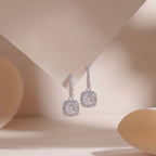 ELVORIA Square Moissanite Stud Earrings 5mm – Platinum Plated 925 Sterling Silver (GRA Certified)