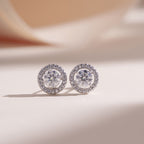 ELVORIA Moissanite Stud Earrings 5mm – Platinum Plated 925 Sterling Silver (GRA Certified)