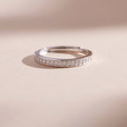 ELVORIA GRA Certified Moissanite Ring – Platinum Plated 925 Sterling Silver (Adjustable)