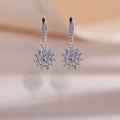 ELVORIA Sunflower Moissanite Earrings 5mm – Platinum Plated 925 Sterling Silver (GRA Certified)