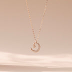 ELVORIA 18K Gold Plated Moon Necklace – 925 Sterling Silver