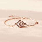 ELVORIA 18K Rose Gold Plated Four Leaf Clover Bracelet – 925 Sterling Silver