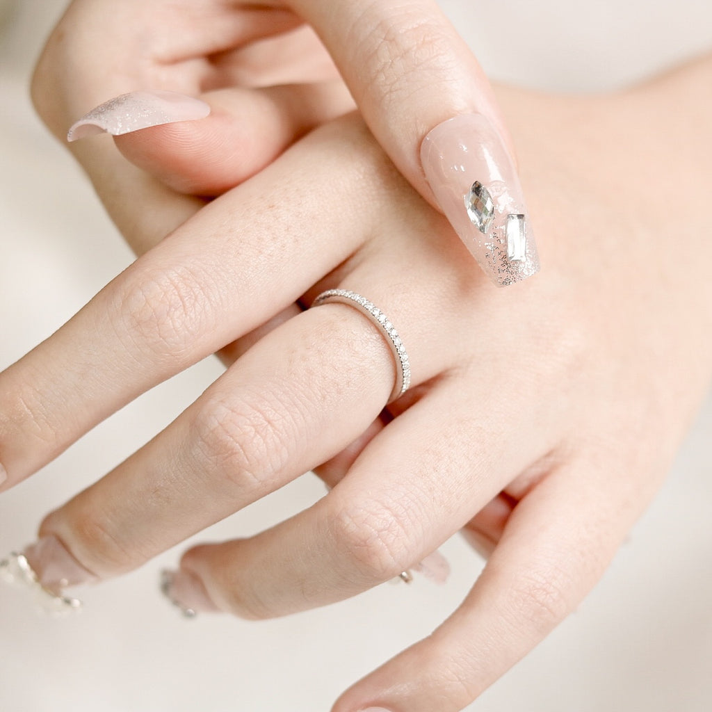 ELVORIA Moissanite Eternity Band Ring GRA ELVDA100 – Platinum Plated 925 Sterling Silver