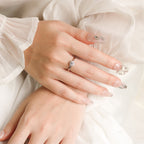 ELVORIA 5mm Moissanite Ring GRA ELVDA104 – Platinum Plated 925 Sterling Silver (Adjustable)