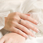 ELVORIA 5mm Moissanite Ring GRA ELVDA104 – Platinum Plated 925 Sterling Silver (Adjustable)