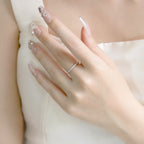 ELVORIA Moissanite Eternity Band Ring GRA ELVDA100 – Platinum Plated 925 Sterling Silver