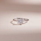 ELVORIA 6.5mm Moissanite Ring GRA ELVDA93 – Platinum Plated 925 Sterling Silver (Adjustable)