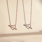 ELVORIA Fondness Heart Necklace – 18K Rose Gold & Platinum Plated 925 Sterling Silver