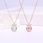 ELVORIA Tiara Dancing Stone Necklace – Platinum Plated 925 Sterling Silver