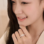 ELVORIA 5mm Moissanite Flower Ring GRA ELVDA07 – Platinum Plated 925 Sterling Silver