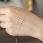ELVORIA Elise Cross Bracelet – 18K Gold Plated 925 Sterling Silver