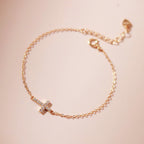ELVORIA Elise Cross Bracelet – 18K Gold Plated 925 Sterling Silver