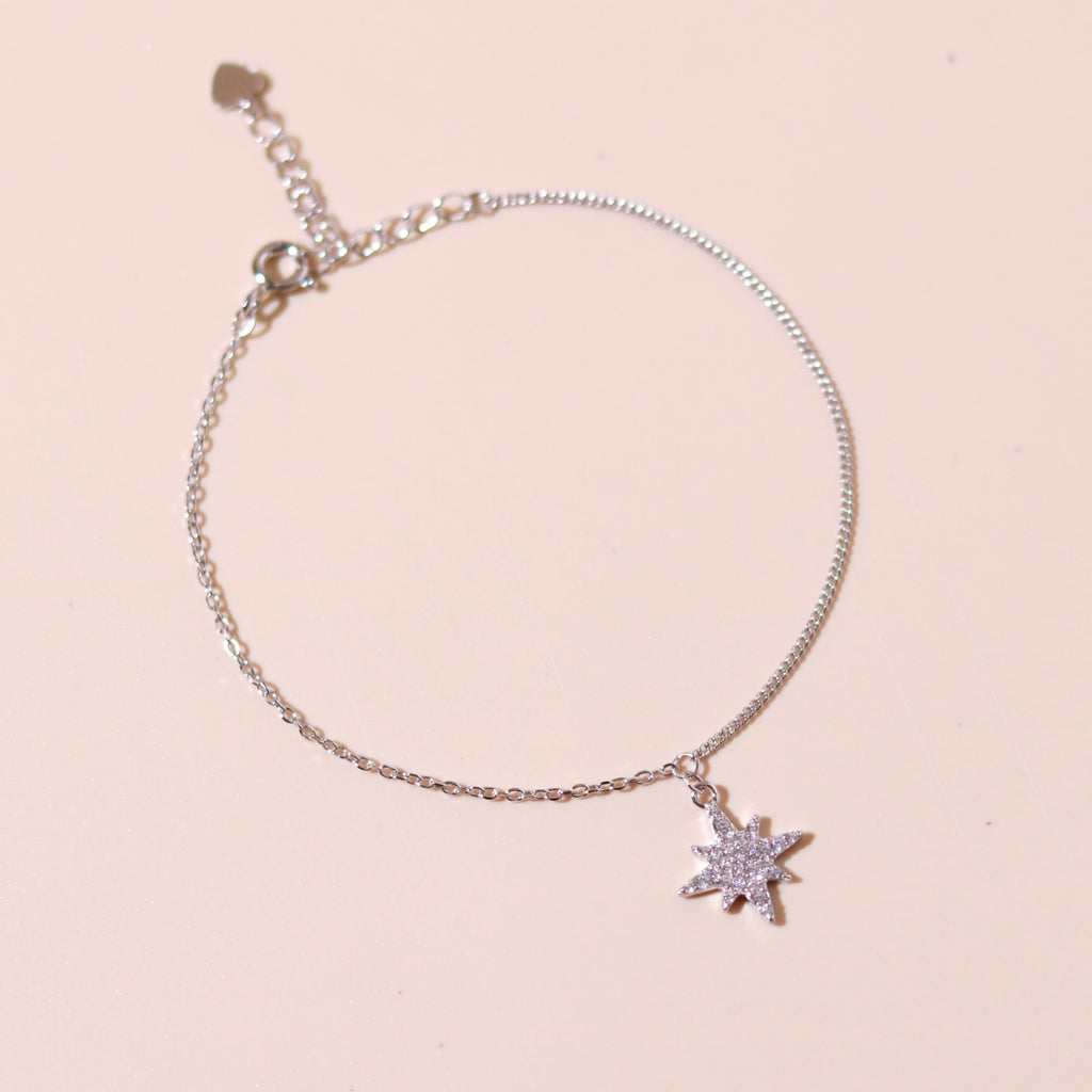 ELVORIA Eira Snowflake Bracelet – Rose Gold & Platinum Plated 925 Sterling Silver