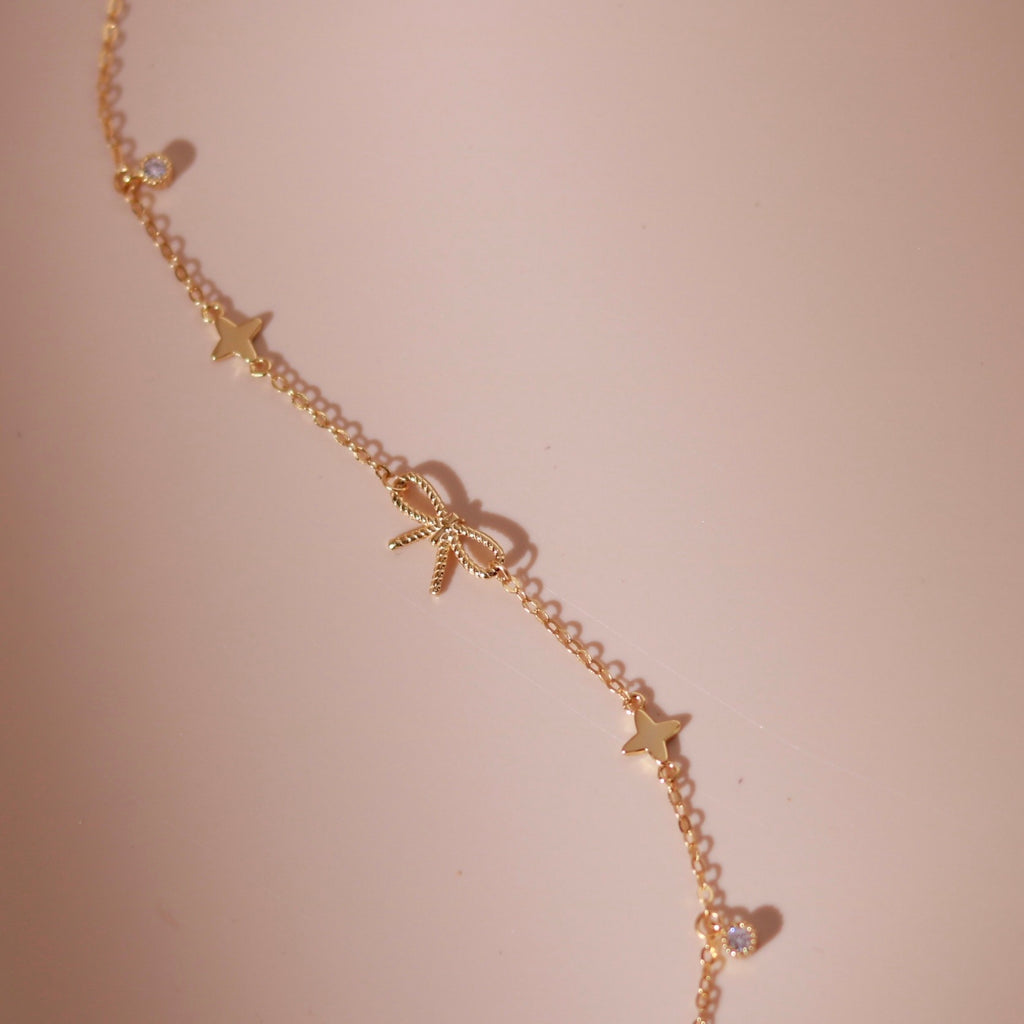 ELVORIA Marysol Bow Bracelet – 18K Gold Plated 925 Sterling Silver