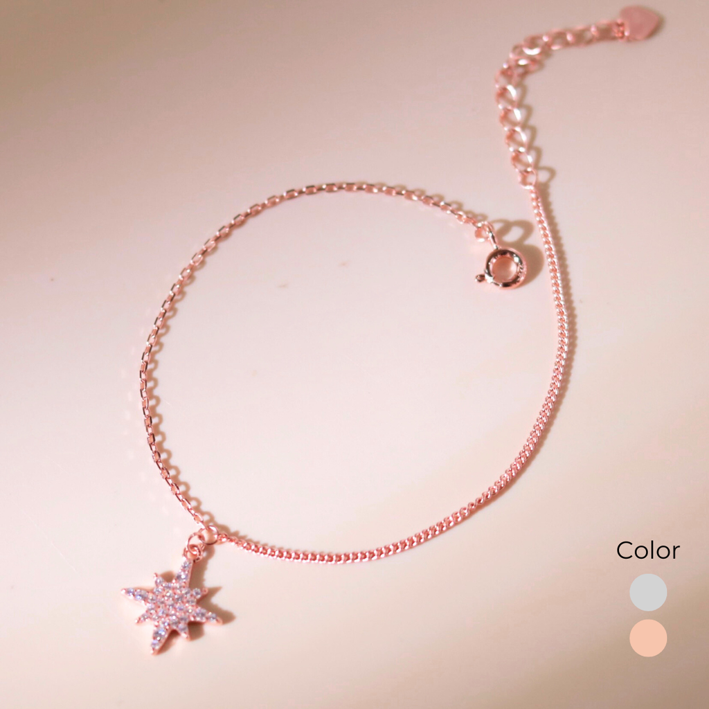 ELVORIA Eira Snowflake Bracelet – Rose Gold & Platinum Plated 925 Sterling Silver