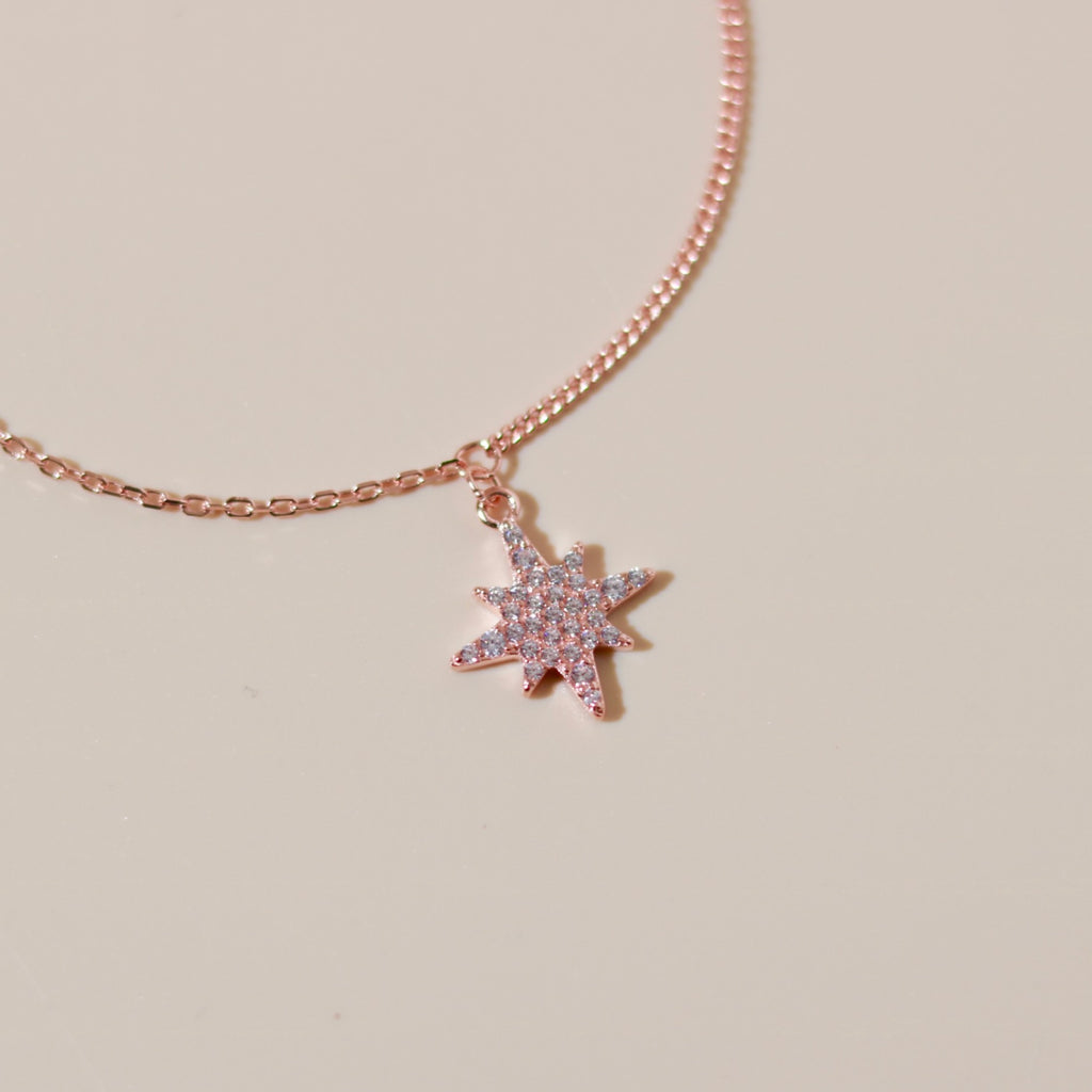 ELVORIA Eira Snowflake Bracelet – Rose Gold & Platinum Plated 925 Sterling Silver