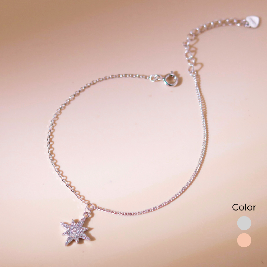 ELVORIA Eira Snowflake Bracelet – Rose Gold & Platinum Plated 925 Sterling Silver