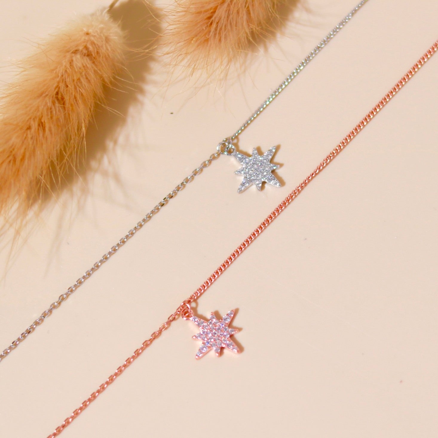 ELVORIA Eira Snowflake Bracelet – Rose Gold & Platinum Plated 925 Sterling Silver