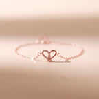 ELVORIA Narci Open Heart Bracelet – Rose Gold & Platinum Plated 925 Sterling Silver