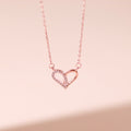 ELVORIA Narci Open Heart Necklace – 18K Rose Gold & Platinum Plated 925 Sterling Silver