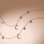 ELVORIA Luna Moon Bracelet – Rose Gold & Platinum Plated 925 Sterling Silver