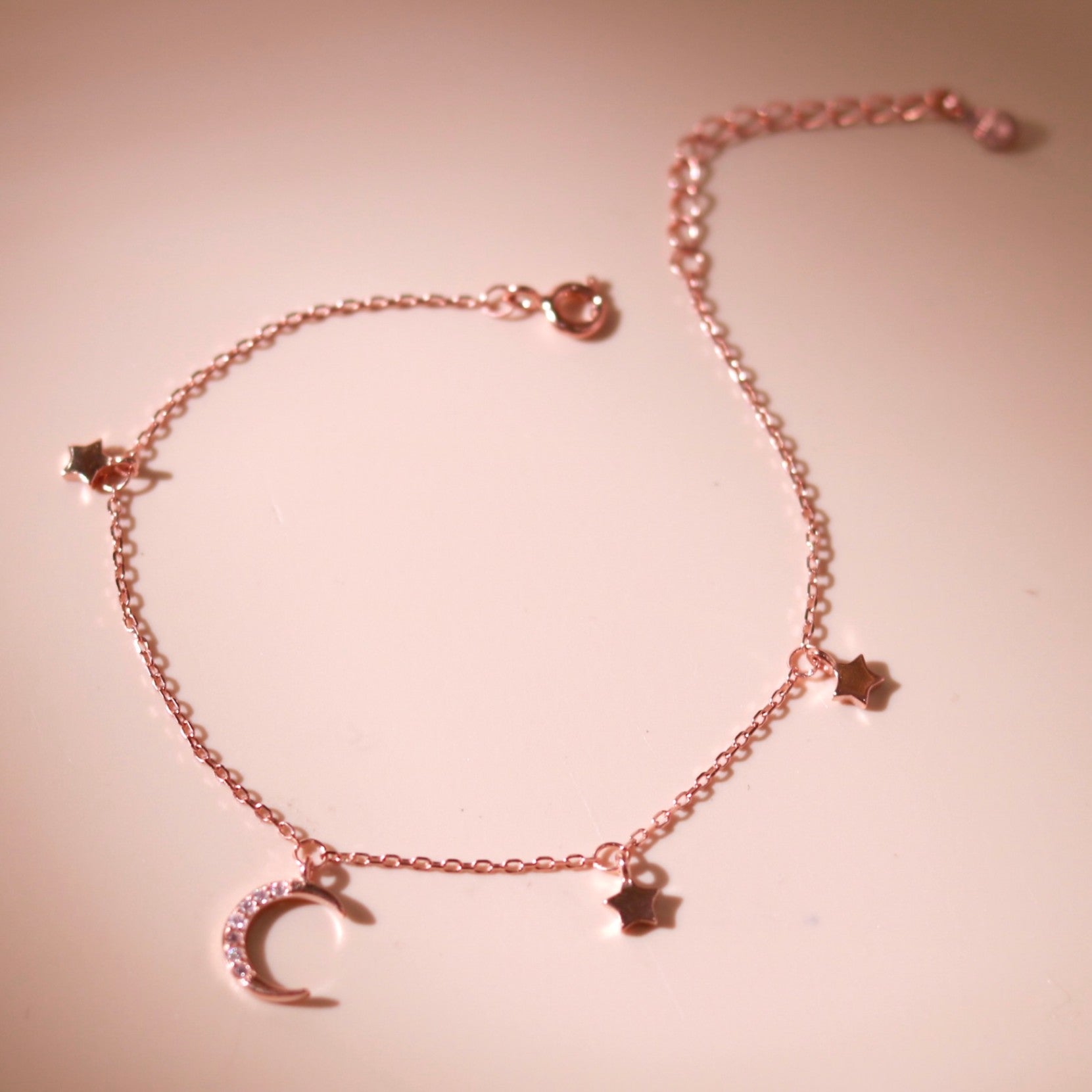 ELVORIA Luna Moon Bracelet – Rose Gold & Platinum Plated 925 Sterling Silver