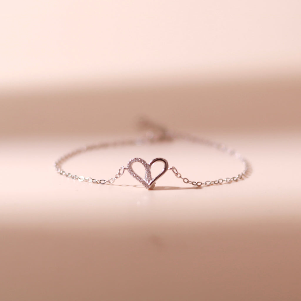 ELVORIA Narci Open Heart Bracelet – Rose Gold & Platinum Plated 925 Sterling Silver