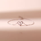 ELVORIA Narci Open Heart Bracelet – Rose Gold & Platinum Plated 925 Sterling Silver