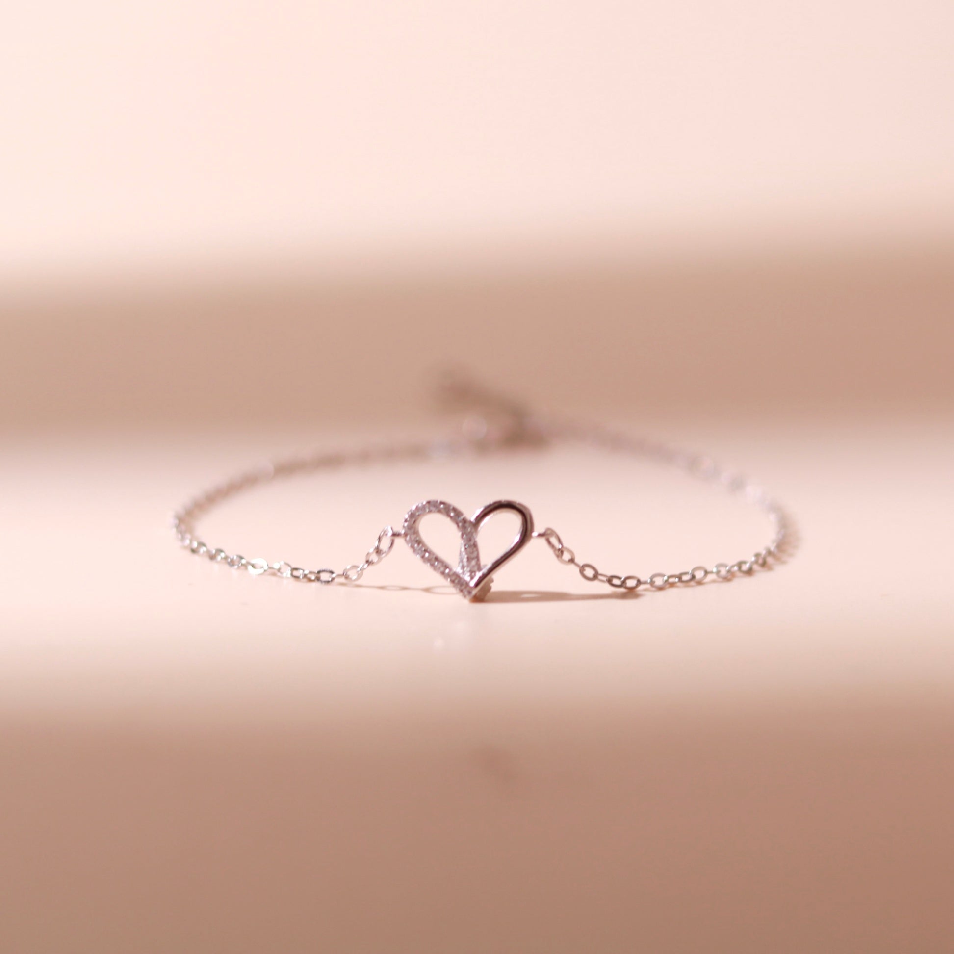 ELVORIA Narci Open Heart Bracelet – Rose Gold & Platinum Plated 925 Sterling Silver