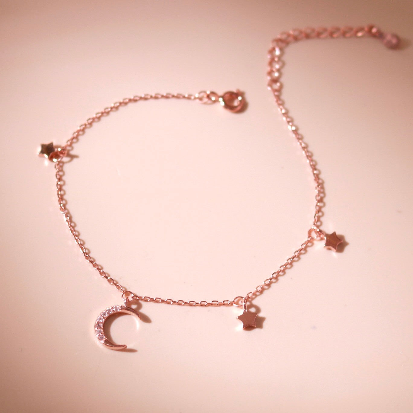 ELVORIA Luna Moon Bracelet – Rose Gold & Platinum Plated 925 Sterling Silver