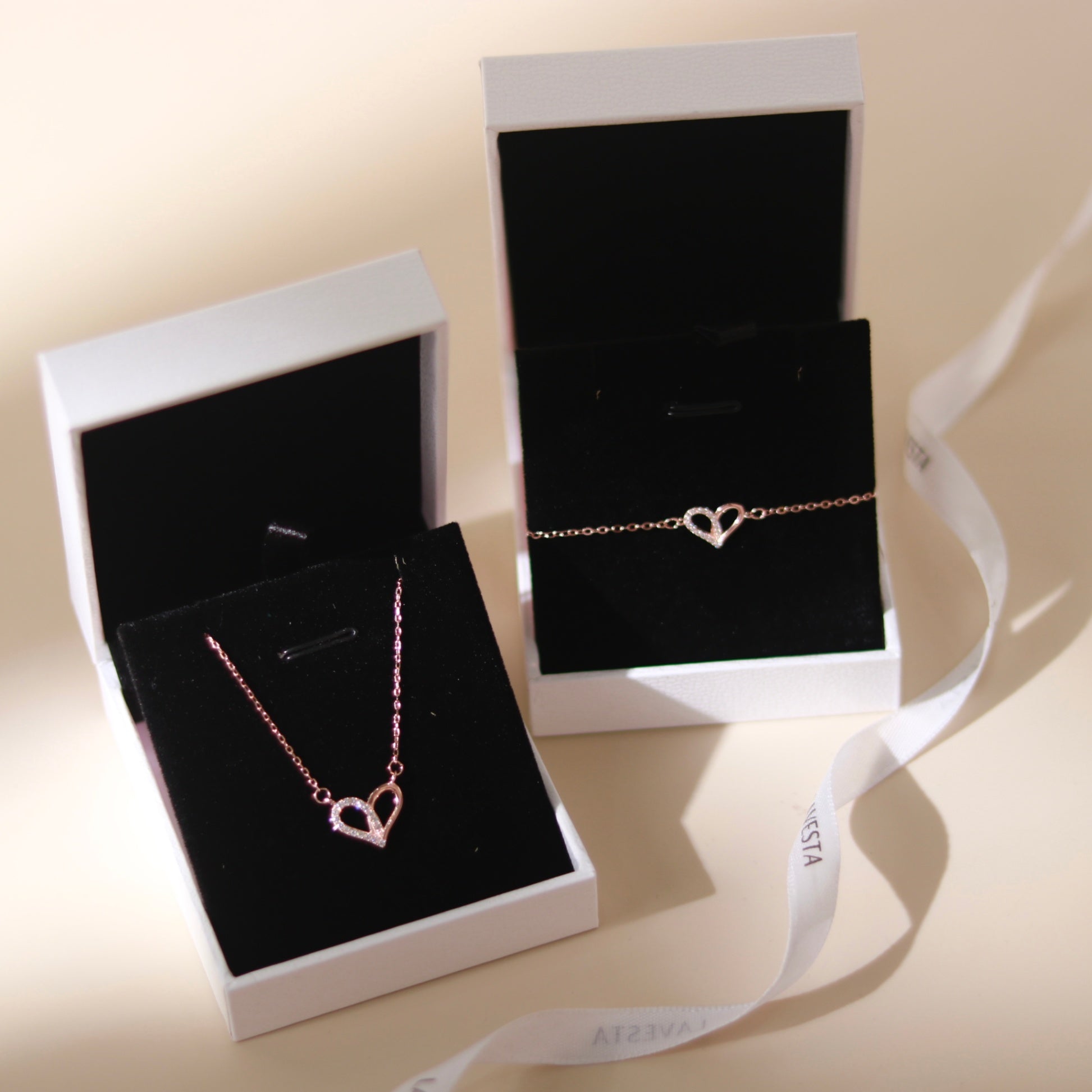 ELVORIA Narci Open Heart Bracelet – Rose Gold & Platinum Plated 925 Sterling Silver