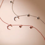 ELVORIA Luna Moon Bracelet – Rose Gold & Platinum Plated 925 Sterling Silver