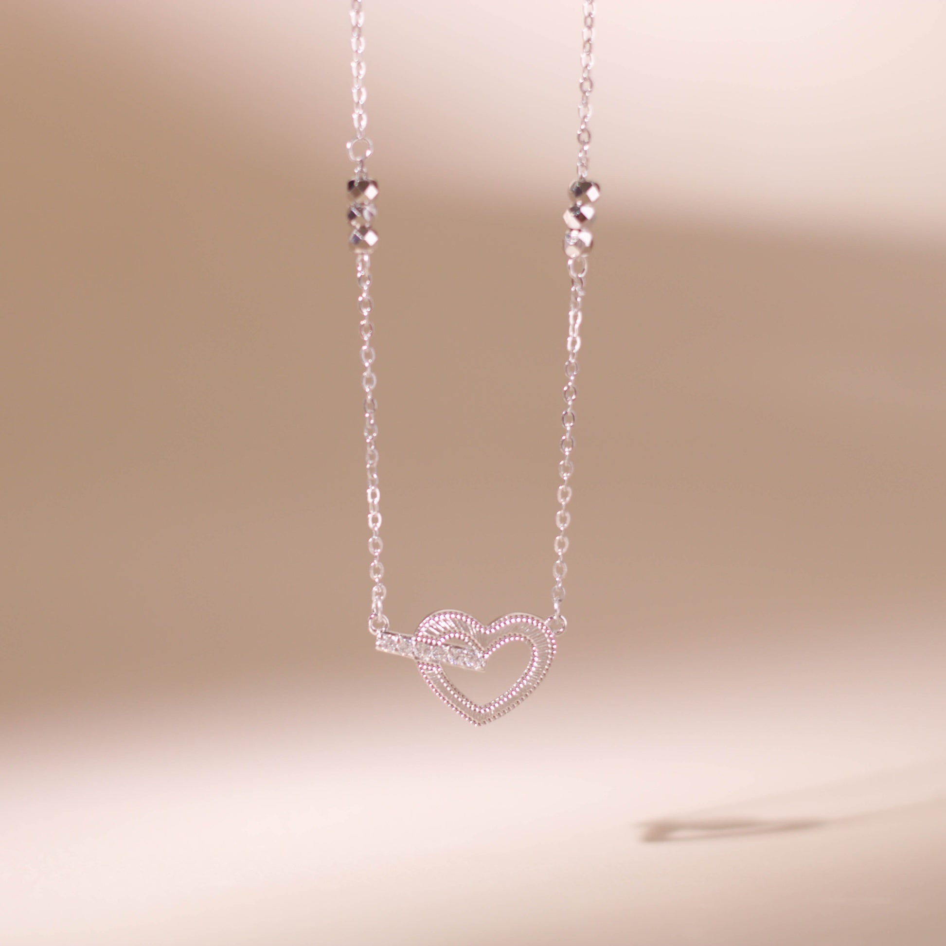 ELVORIA Sweetie Heart Necklace – 18K Rose Gold & Platinum Plated 925 Sterling Silver