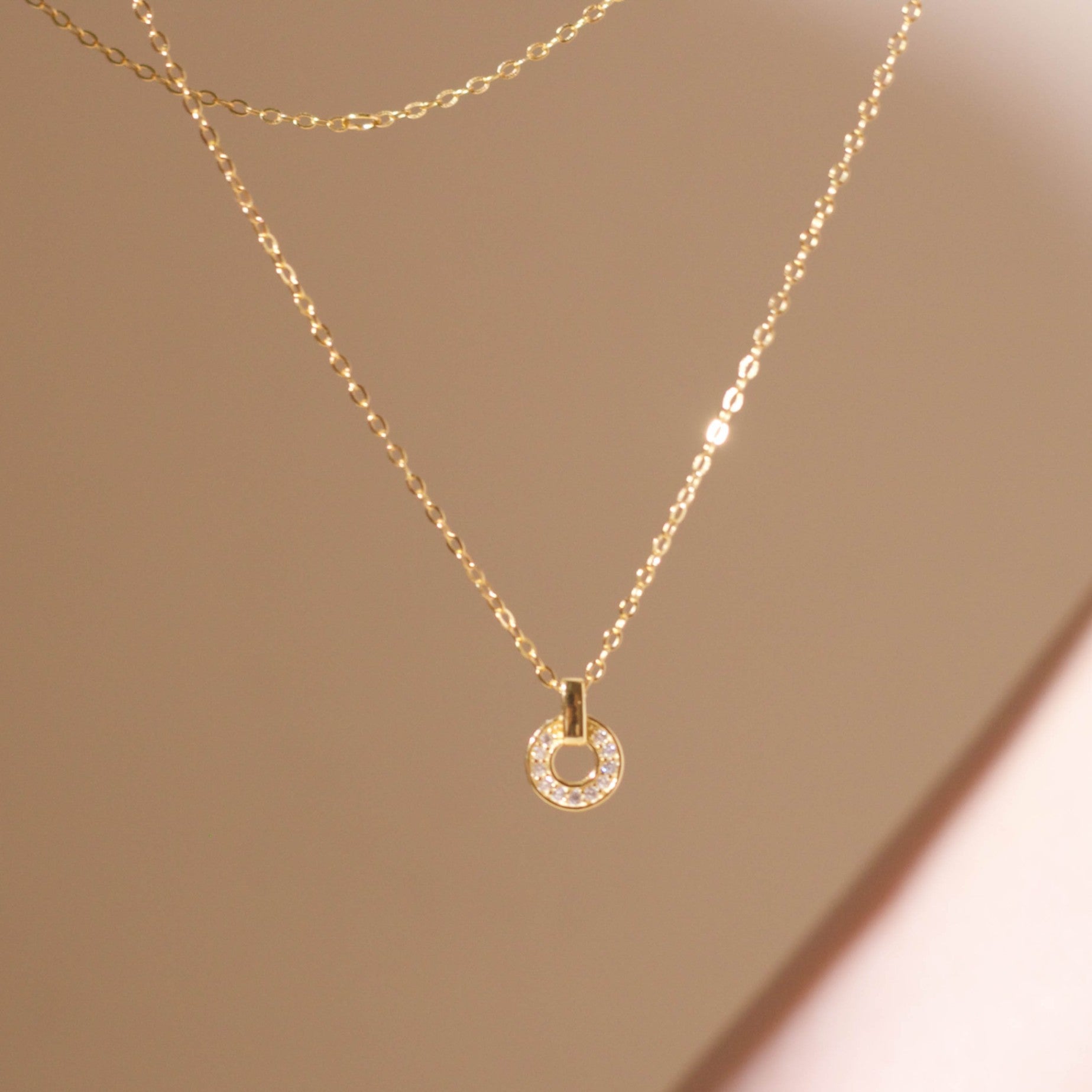 ELVORIA Maris Open Circle Necklace – 18K Gold Plated 925 Sterling Silver